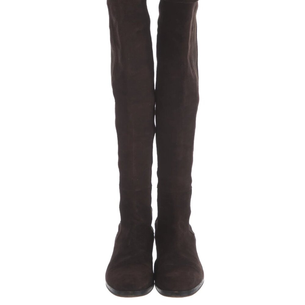 Alexa Wagner Black Suede Over The Knee Boots Elastic Panel 9